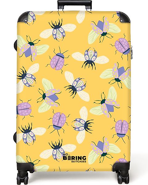 NoBoringSuitcases.com© Hartschalen-Trolley Gelb mit Insekten 77 günstig online kaufen