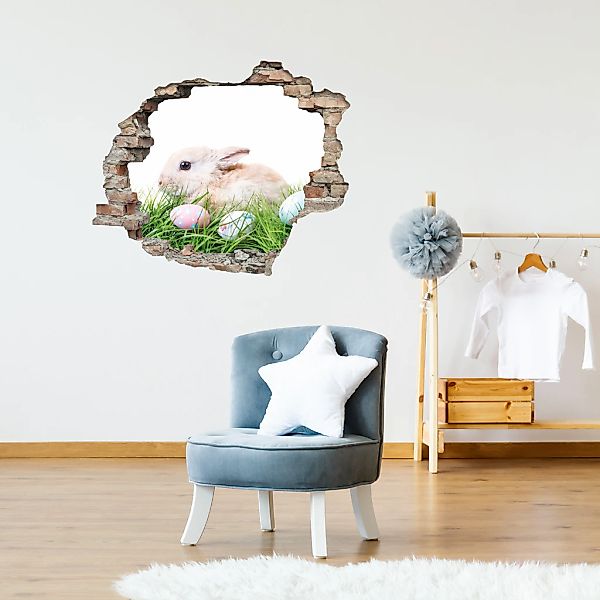 queence 3D-Wandtattoo "Hase mit Ostereiern" Selbstklebender Wandsticker Ost günstig online kaufen