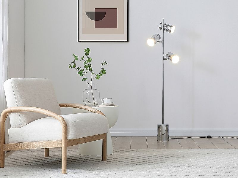 Stehlampe – verchromtes Metall – 3 Schirme – H 155 cm – Chrom – KINLEY günstig online kaufen