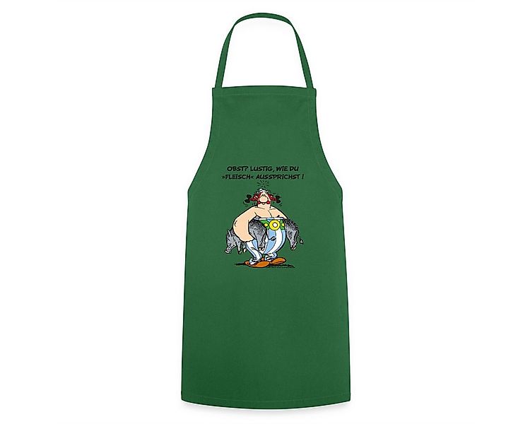 Spreadshirt Kochschürze Asterix und Obelix Obst Fleisch Spruch Kochschürze, günstig online kaufen