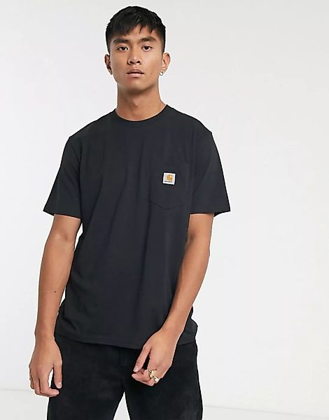 Carhartt WIP – Schwarzes T-Shirt mit Tasche günstig online kaufen