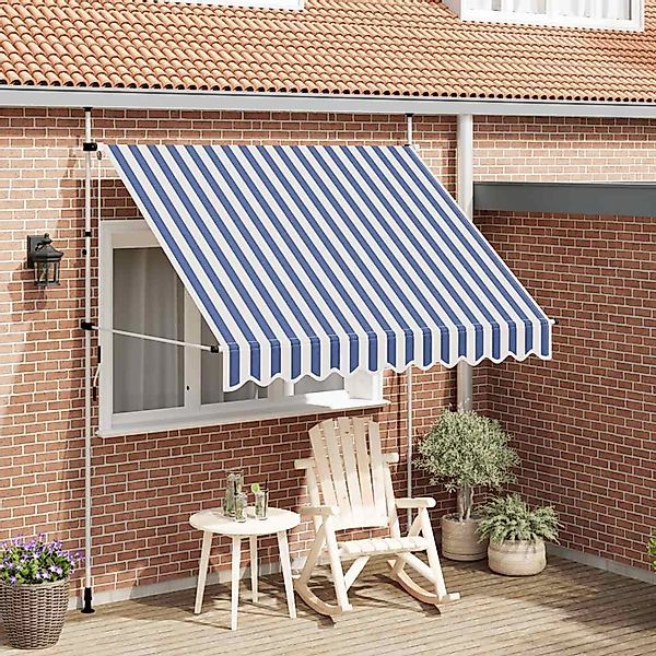 furnicato Einziehbare Markise Handbetrieben 250 cm Blau/Weiß Gestreift günstig online kaufen