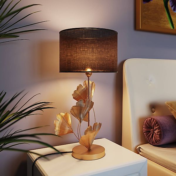 KARE Tischleuchte Flores, schwarz/gold, Metall, 62 cm, E27 günstig online kaufen