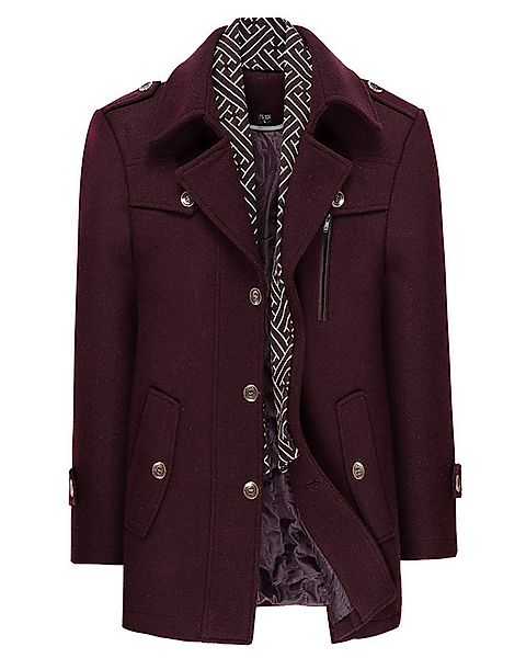 Allthemen Kurzmantel mit abnehmbarem Fake-Kragen Wintermantel Herren Wollma günstig online kaufen