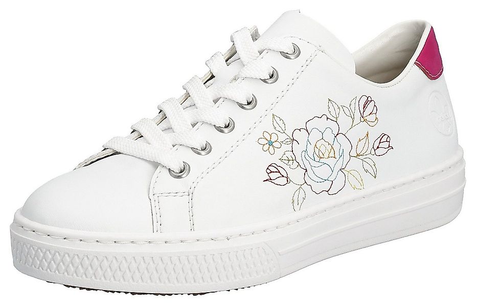 Rieker Sneaker mit seitlicher Blumenstickerei, Freizeitschuh, Halbschuh, Sc günstig online kaufen