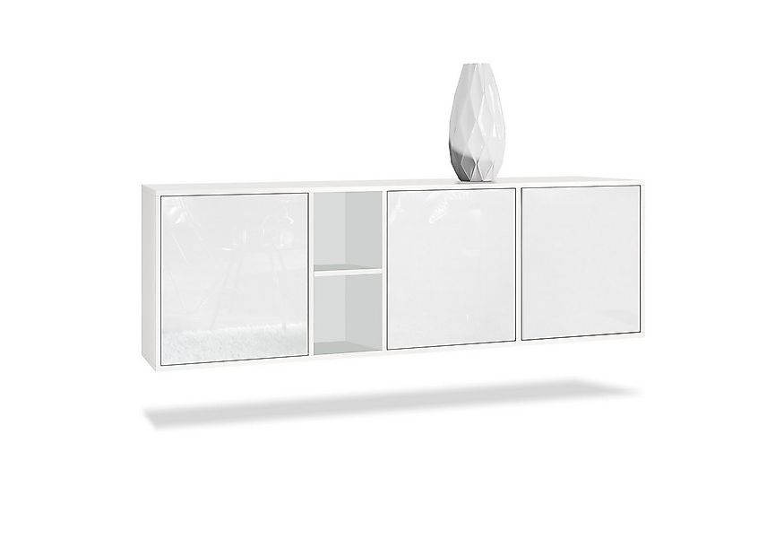 Vladon Sideboard Cuba (Kommode, mit 3 Türen und 2 offene Fächer), Weiß matt günstig online kaufen