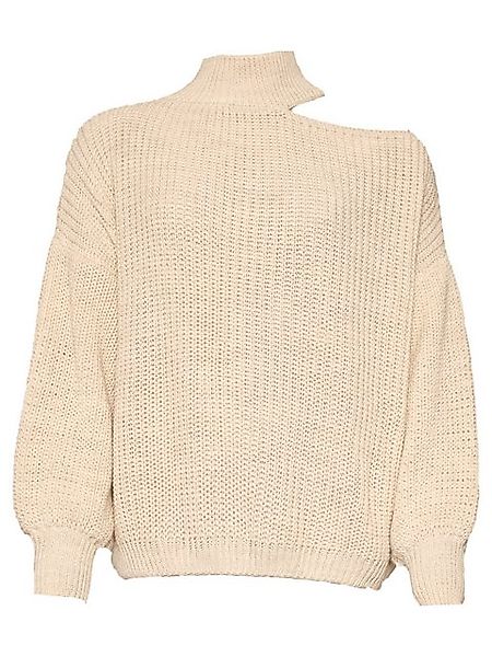 SASSYCLASSY Strickpullover Oversize Pullover Damen mit Schulter Cut-Out Rol günstig online kaufen