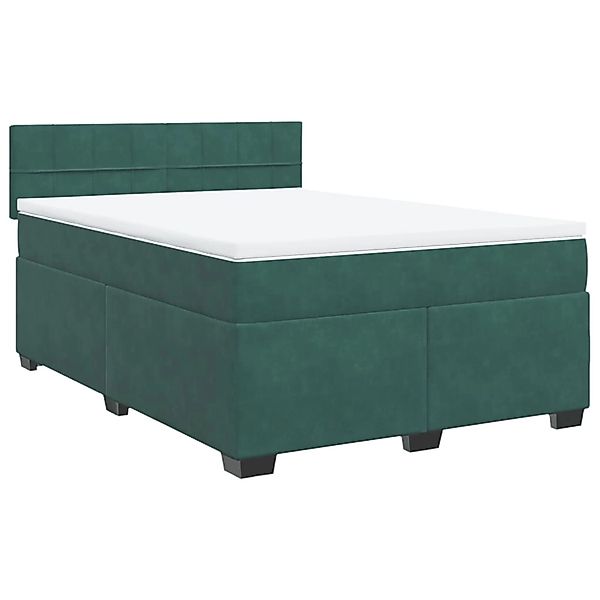 vidaXL Boxspringbett mit Matratze Dunkelgrün 160x200 cm Samt 3286357 günstig online kaufen