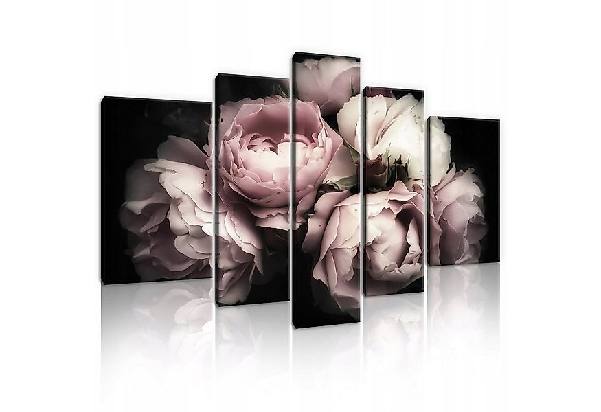 Wallarena Leinwandbild Blumen Rosen Schwarz Wandbild 170x100 cm Groß SET XX günstig online kaufen