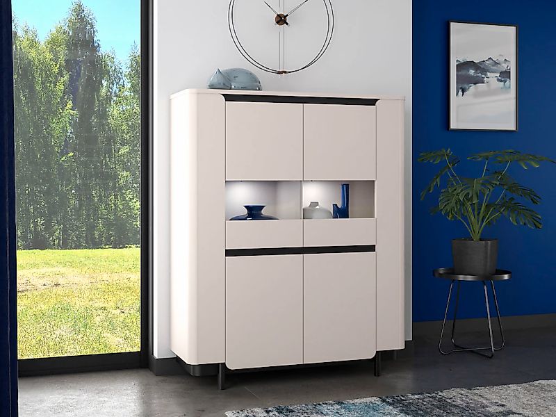 FORTE Vitrine "Vodol", Highboard, Glatüren, abgerundete Kanten günstig online kaufen