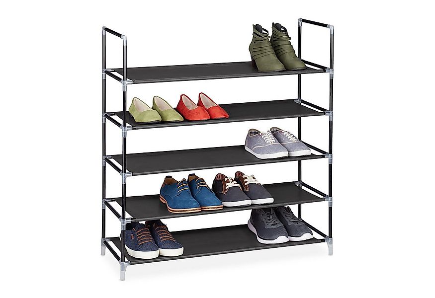 relaxdays Schuhregal für 20 Paar Schuhe, schwarz günstig online kaufen