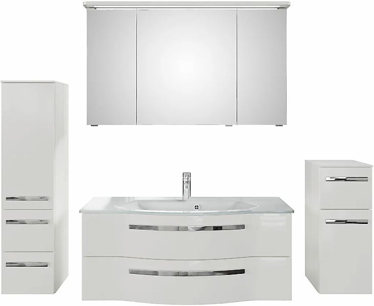 Saphir Badmöbel-Set "Serie 4005, vormontiert, Glaswaschbecken, Spiegelschra günstig online kaufen