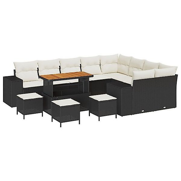 vidaXL Loungesofa Garten Sofa Set Set aus 5 Schwarz Rattan Groß Verstellbar günstig online kaufen