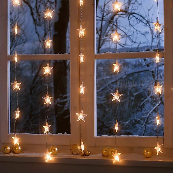 home24 PureDay Lichterkette Sternenvorhang Kunststoff 80x120x120 cm (BxHxT) günstig online kaufen