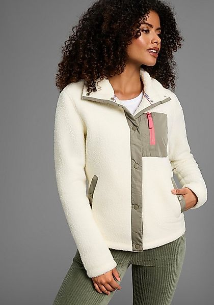 KangaROOS Fleecejacke Übergangsjacke kurze Fleecejacke Teddy-Fleece Druckkn günstig online kaufen