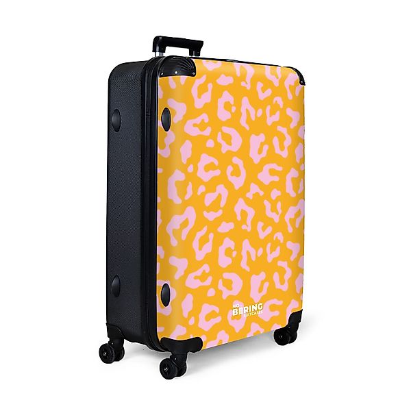 NoBoringSuitcases.com© Hartschalen-Trolley Orange und rosa Pantherdruck günstig online kaufen