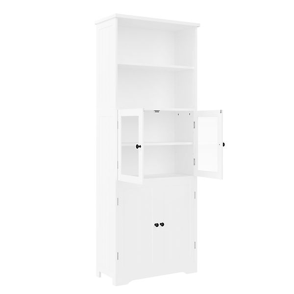 Badezimmer-Hochschrank mit Stauraum, Glasschranktür, Holzschranktür, verste günstig online kaufen