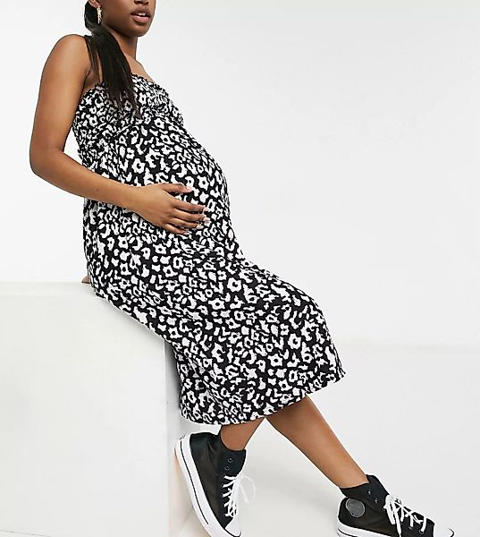 Topshop Maternity – Mehrfarbiges Midi-Kleid mit Raffung günstig online kaufen