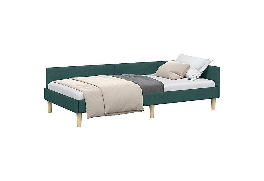 vidaXL Bett Eckbettgestell mit Kopfteil Dunkelgrün 80 x 200 cm Stoff (1-tlg günstig online kaufen
