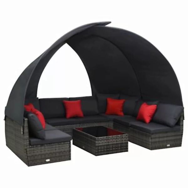 vidaXL 9-tlg. Garten-Lounge-Set mit Sonnendach Poly Rattan Anthrazit Garten günstig online kaufen