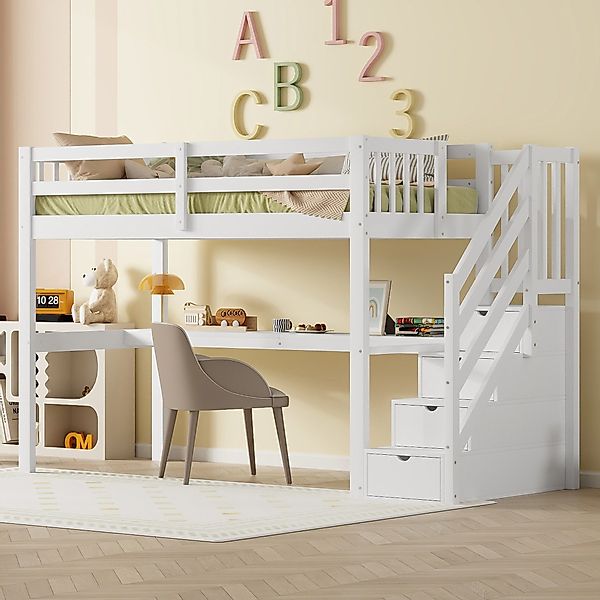 Flieks Hochbett Massivholz Etagenbett Kinderbett 90×200cm günstig online kaufen