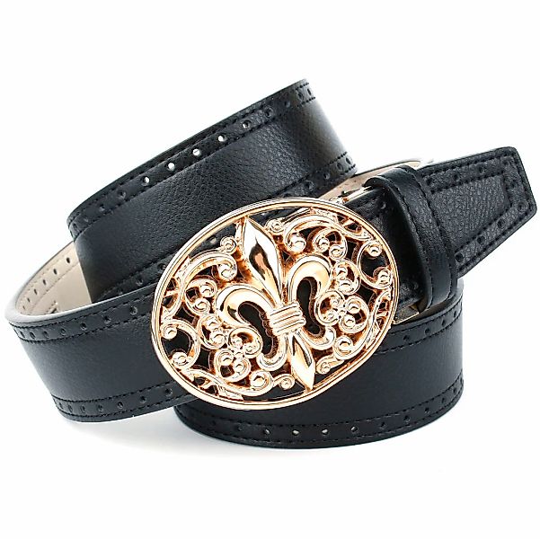 Anthoni Crown Ledergürtel mit französischer Lilie und Lochmuster günstig online kaufen