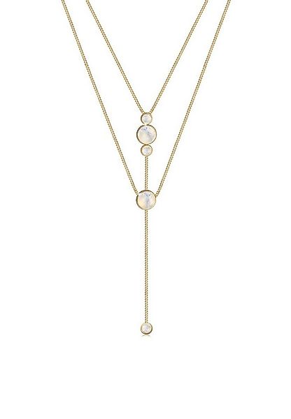 Elli Ketten-Set Y-Kette Boho Layer Mondstein Weiß 925 Sterling Silber vergo günstig online kaufen