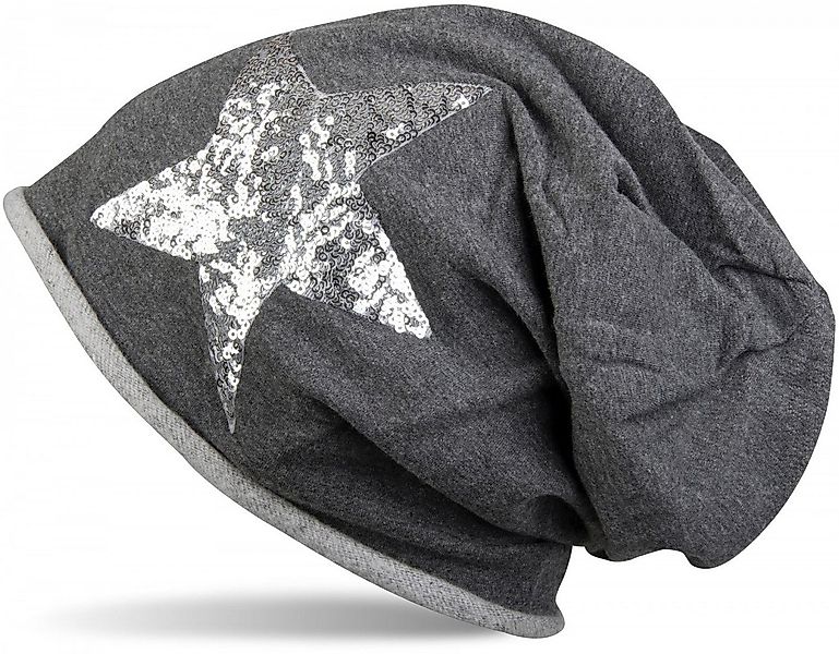 styleBREAKER Beanie Beanie mit Pailletten Stern & Rollrand (1-St) günstig online kaufen