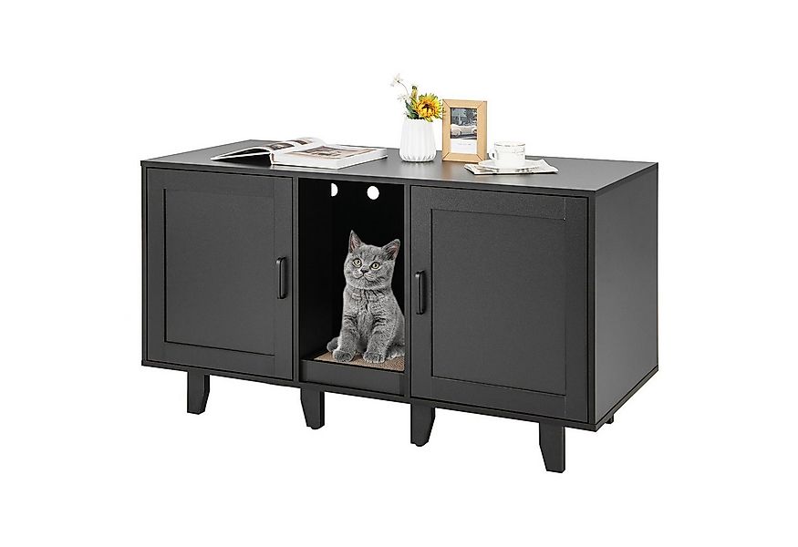 COSTWAY Tierhaus, Katzenklo Schrank, mit 2 Türen & Kratzbrett, 120 x 52 x 6 günstig online kaufen