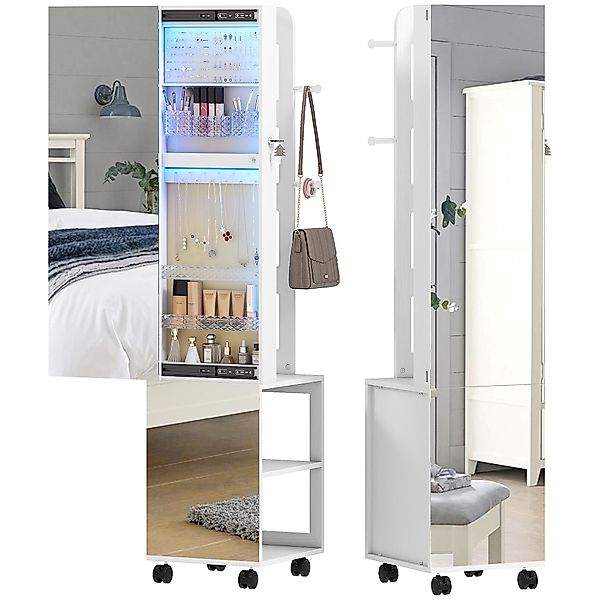HOMCOM Schmuckschrank mit LED-Lichtern, Schmuckschrank mit 360°-Drehung, St günstig online kaufen
