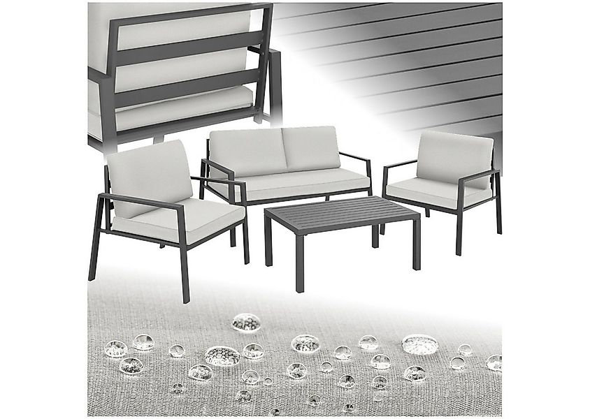 tectake Essgruppe Aluminium Sitzgruppe, (Set., 4-tlg), Extradicke und wasse günstig online kaufen