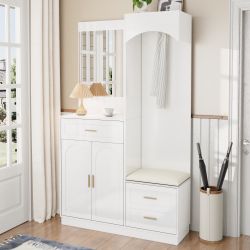 Merax Garderoben-Set mit Spiegel, Eingangsschrank mit günstig online kaufen