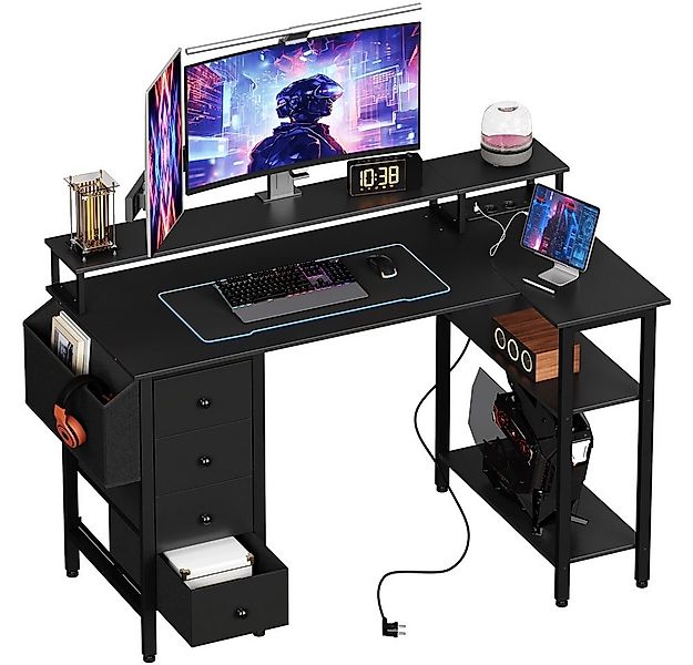 Yaheetech Computertisch L-förmiger Schreibtisch 120/140cm (B), mit Monitorh günstig online kaufen