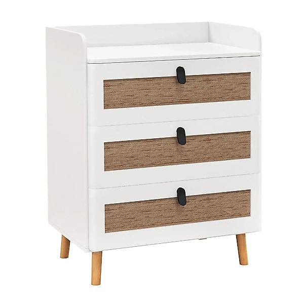 Costway Kommode Rattan Weiß 39,5 x 60 x 75 cm 3 Schubladen günstig online kaufen