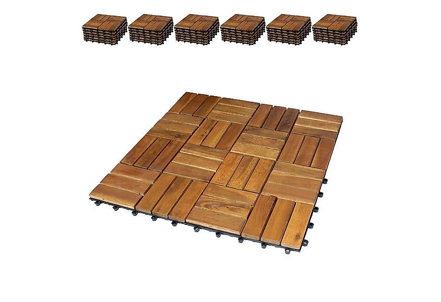 BigDean Holzfliesen 66er Pack für Balkon 30x30cm 6qm Akazie Klicksystem Bal günstig online kaufen