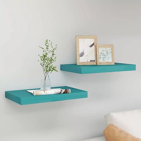 Schweberegale 2 Stk. Blau 50x23x3,8 Cm Mdf günstig online kaufen