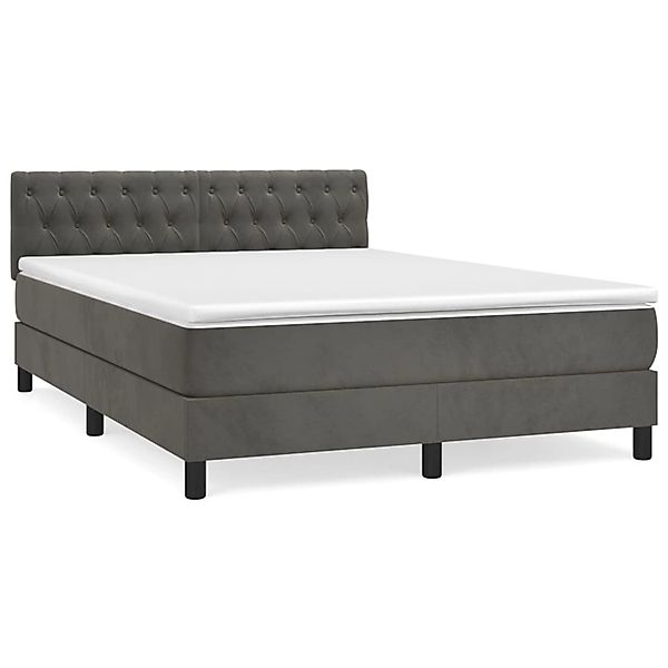 vidaXL Boxspringbett mit Matratze Dunkelgrau 140x200 cm Samt 3141486 günstig online kaufen
