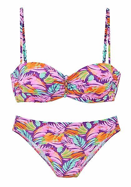 Vivance Bügel-Bandeau-Bikini mit farbenfrohem Blätterdruck günstig online kaufen
