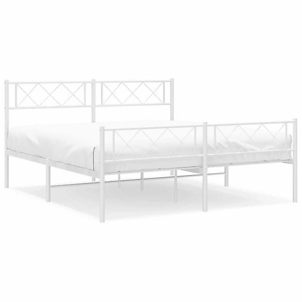 vidaXL Bettgestell mit Kopf- und Fußteil Metall Weiß 135x190 cm Modell 1518 günstig online kaufen