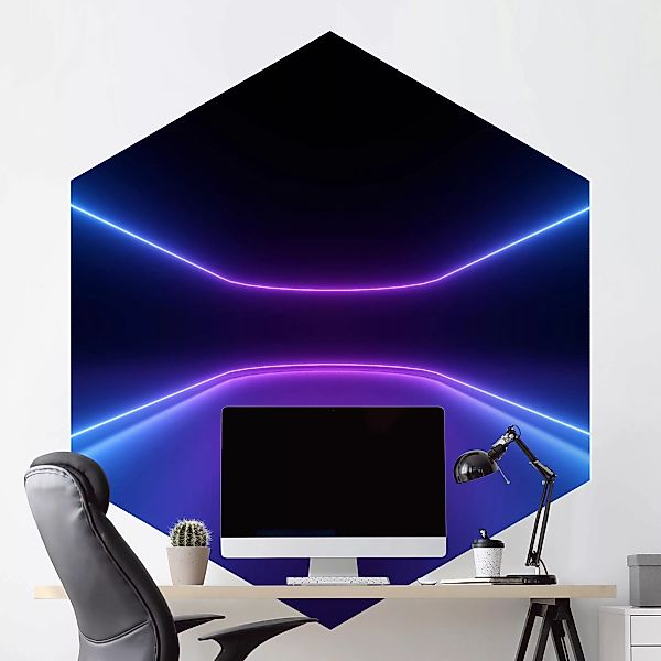 Hexagon Mustertapete Neonlichter günstig online kaufen