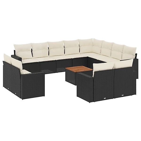 vidaXL 13-Tlg Garten-Sofagarnitur mit Kissen Schwarz Poly Rattan 3256721 günstig online kaufen