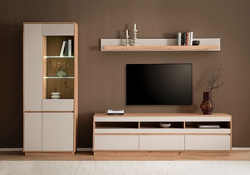 Home affaire Wohnwand "Sonora, moderne Anbauwand, Komplettset in Kaschmir/E günstig online kaufen