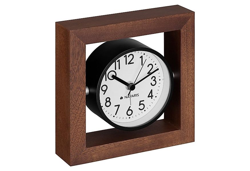 Navaris Tischuhr Analog Holz Tischuhr Quadrat Design - 13,2 x 13,2 x 4,3cm günstig online kaufen