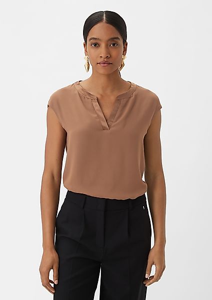 Comma Kurzarmshirt Blusenshirt aus Viskosemix Layering günstig online kaufen