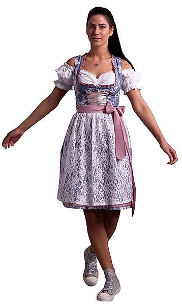 Entari Dirndl 536GT Trachtenkleid Fern Blau Geblümt (3tlg) Geblümt günstig online kaufen