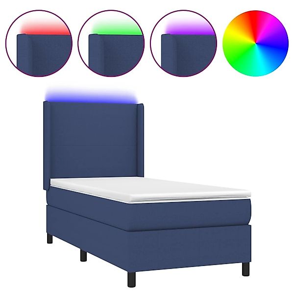 vidaXL Boxspringbett mit Matratze & LED Blau 90x190 cm Stoff 3138123 günstig online kaufen
