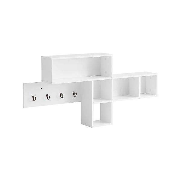 SoBuy Wandgarderobe Flurgarderobe Kleiderhaken Hängeregal mit 4 Haken Weiß günstig online kaufen