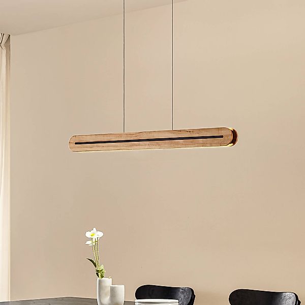 Lucande LED-Pendelleuchte Darnor, Holz, CCT, Länge 100 cm günstig online kaufen