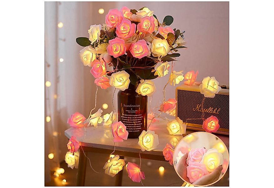 MUPOO LED-Lichterkette LED Nachtlicht 3M 20LEDs Girlande,Kunstblume Rose Wa günstig online kaufen