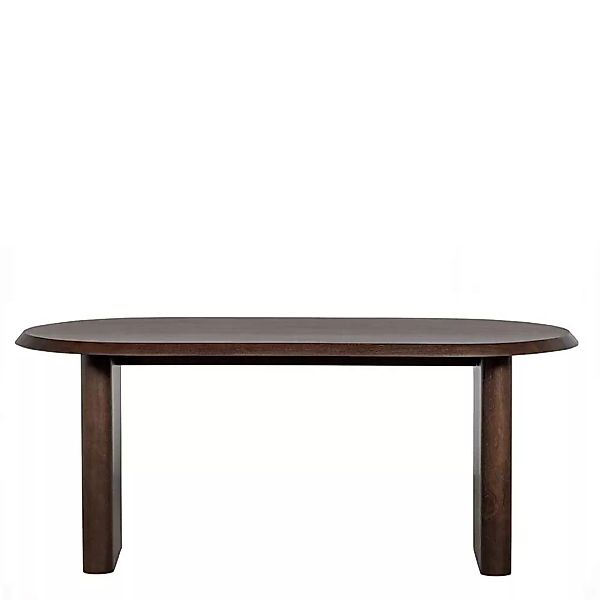 Ovaler Esszimmertisch aus Mangobaum Massivholz Nussbaumfarben günstig online kaufen